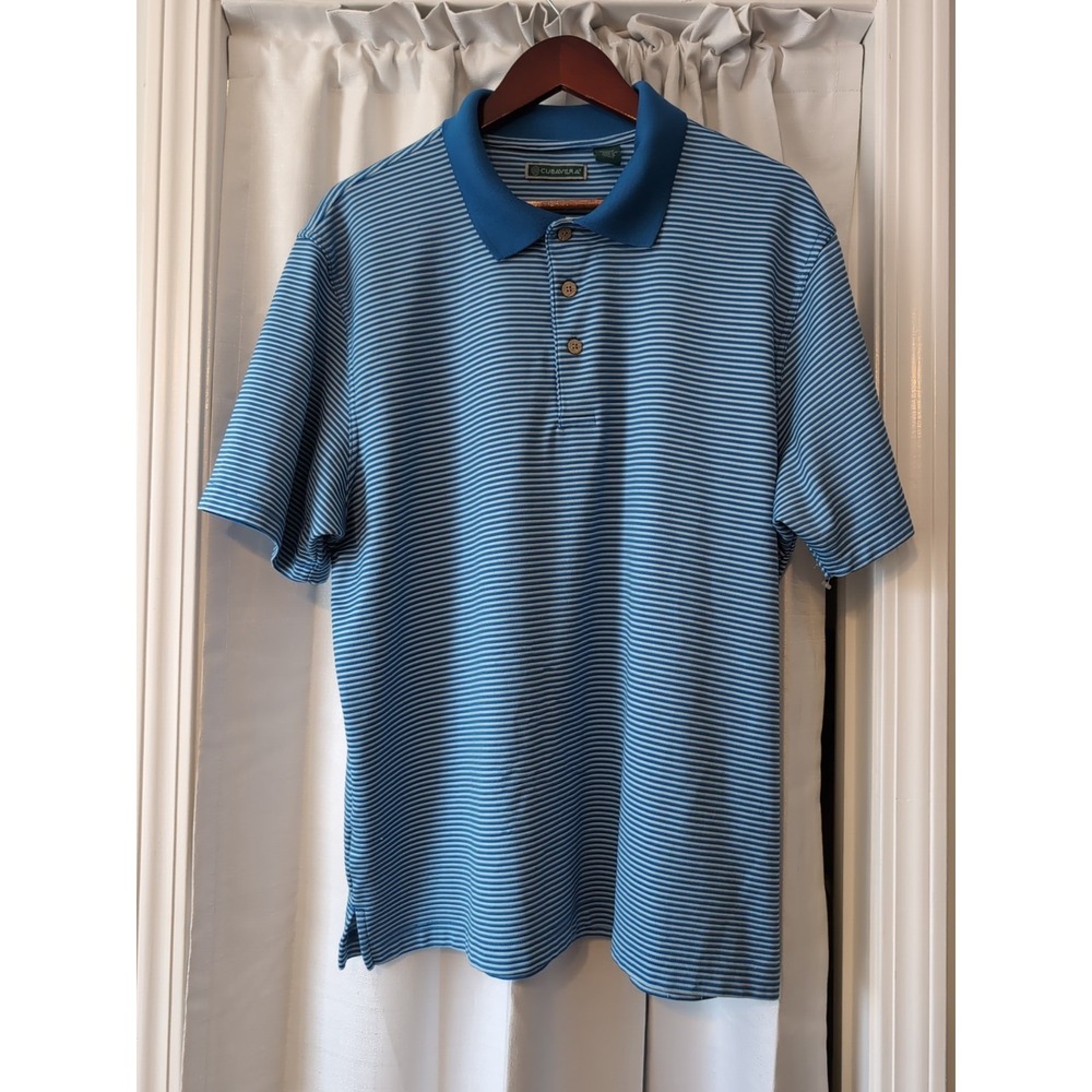 Cubavera Polo Striped Short Sleeve Polyester Golf Active Mens‎ X-Large